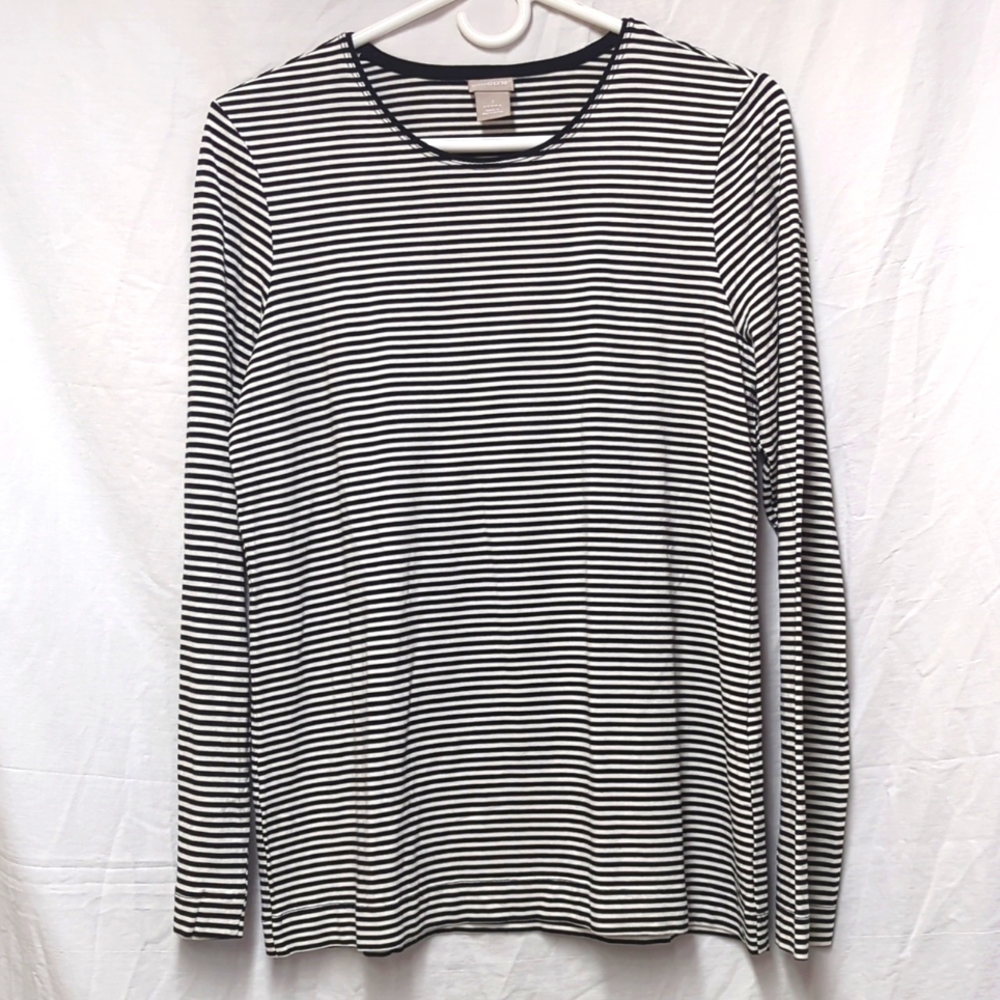 Chicos Stripe Scoop-Neck Top Lightweight size M